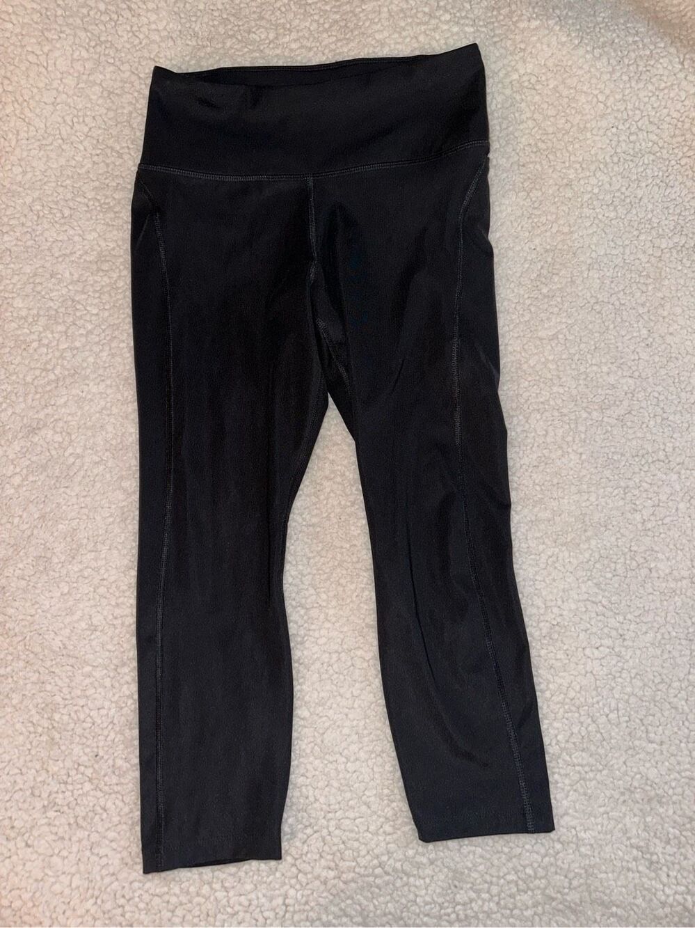 Nike Dri-fit Women’s Small Solid Black Mesh Panel Crop Mid Rise Leggings NWOT